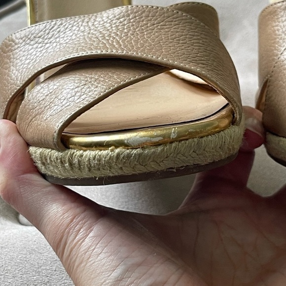 COLE HAAN Hart Sandal Espadrille Wedge Heel Strappy Saddle Brown Tan Size 11B - Picture 9 of 12